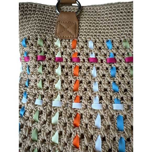 NWT Lina Woven Shoulder Bag Bamboo Multi Color - Picture 4 of 10